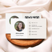 写真QRコード最小主義ベージュ 名刺