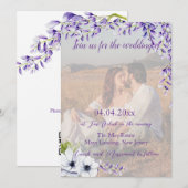 写真QRコード水彩藤結婚の 招待状 (正面/裏面)