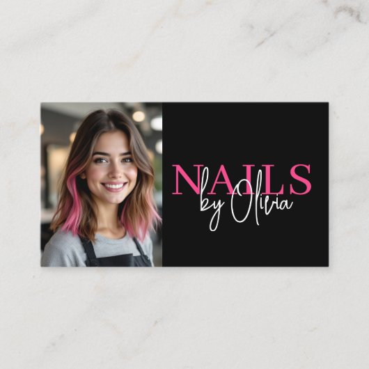 写真QRコード爪、 ネイルスペシャリストArtisタイポグラフィ 名刺 (正面)