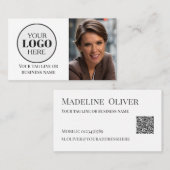 写真QRコード白黒ロゴシンプル 名刺 (正面/裏面)