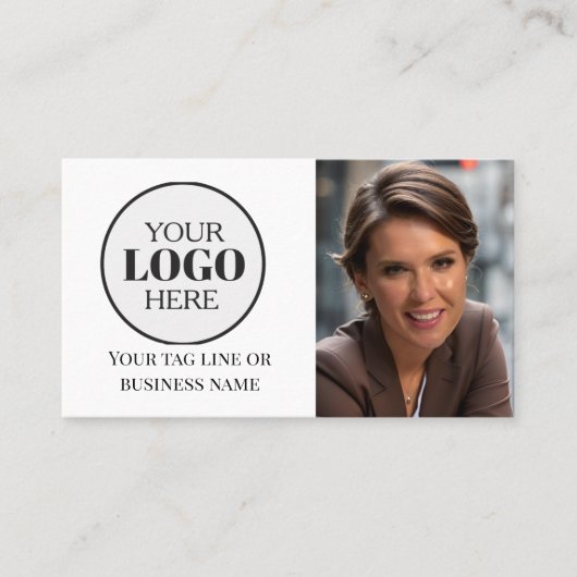 写真QRコード白黒ロゴシンプル 名刺 (正面)