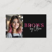 写真QRコード眉毛アーティストホットピンクブラック 名刺 (正面)