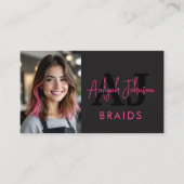 写真QRコード組み込み美容師タイポグラフィ 名刺 (正面)