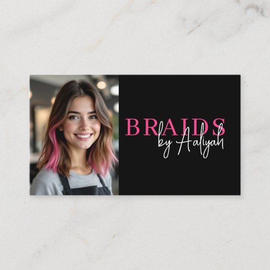 写真QRコード組み込み美容師タイポグラフィ 名刺 (正面)