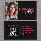 写真QRコード組み込み美容師タイポグラフィ 名刺