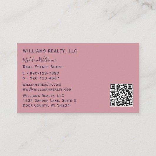 写真QRコード赤面ピンク実在エステートエージェントブシン 名刺 (裏面)
