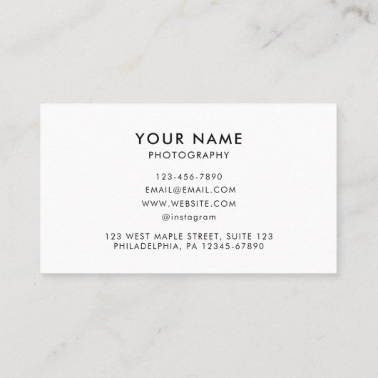 写真QRコード、写真家の写真撮影ビジネスC 名刺 (裏面)