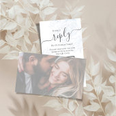 写真QRコードRSVPオンライン青フローラ エレガント エンクロージャーカード