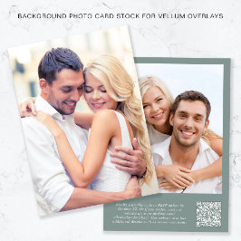 写真QRコードSage緑の背景Vellumオーバーレイ 招待状