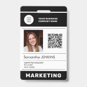 写真QR CODEロゴ企業の従業員ID バッジ (正面)