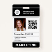 写真QR CODEロゴ企業の従業員ID バッジ (正面)