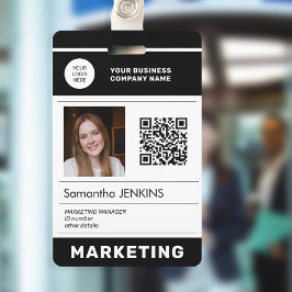 写真QR CODEロゴ企業の従業員ID バッジ