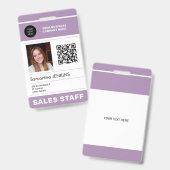 写真QR CODEロ企業のゴ名の従業員ID バッジ (Front & Back)