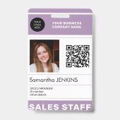 写真QR CODEロ企業のゴ名の従業員ID バッジ (Front)