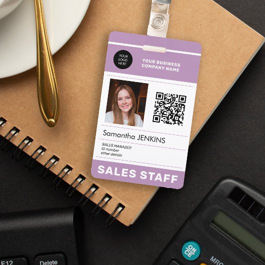 写真QR CODEロ企業のゴ名の従業員ID バッジ
