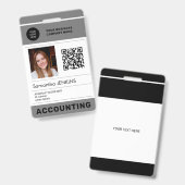 写真QR CODEロ企業のゴ名の従業員ID バッジ (Front & Back)
