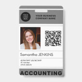 写真QR CODEロ企業のゴ名の従業員ID バッジ (Front)