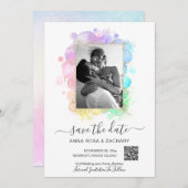 *~*写真QR - PastelウェブサイトAR6受信した日付を保存 招待状 (正面/裏面)