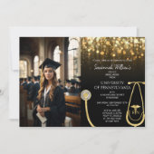 写真RN看護金ゴールド卒業お祝い 招待状 (正面)