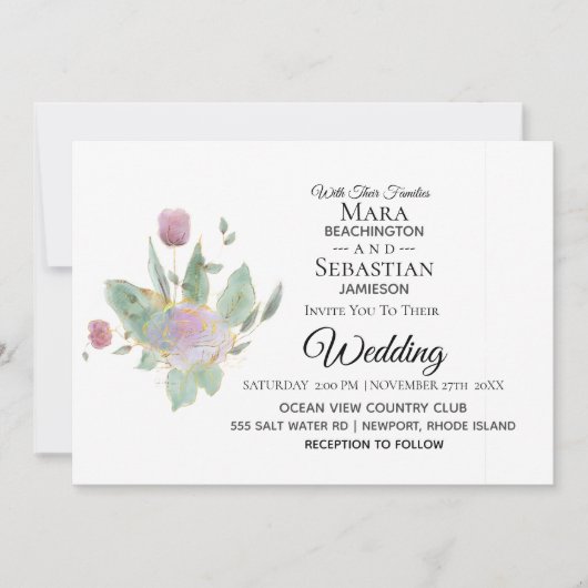 *~*写真RSVP - QR ROSE BOUQUET 結婚's AR12 招待状 (正面)