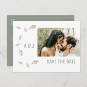 写真Sage日付のWebサイ結婚トQRコードを保存 案内ポストカード (正面/裏面)