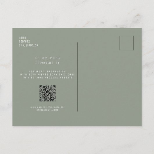写真Sage日付のWebサイ結婚トQRコードを保存 案内ポストカード (裏面)