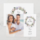 写真Save the Dateシックなエレガントフローラガーランド ポストカード (正面/裏面)