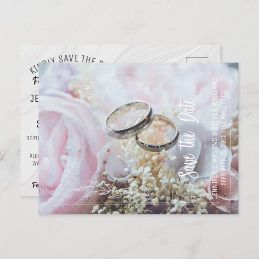 写真Save the Dateフローラ・リング 案内ポストカード (正面/裏面)