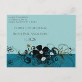 写真Save the Date写真ティール(緑がかった色)Blue 案内ポストカード (裏面)