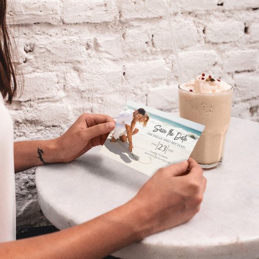 写真Save the Date シンプルWrithl Script セーブザデート