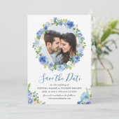 写真Save the Date Blue Hydrangeasフローラリース セーブザデート (スタンド正面)