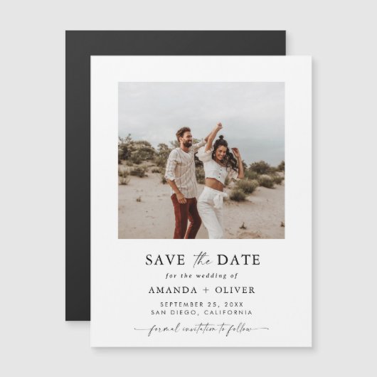 写真Save the Date, Boho Minimalist日付を保存 (正面/裏面)