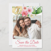 写真Save the Date Cardトロピカルパームズフローラ 招待状 (正面)