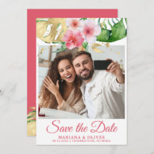 写真Save the Date Cardトロピカルパームズフローラ