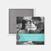 写真Save the Date Magnet (ティール（緑がかった色）) マグネット (正面/裏面)