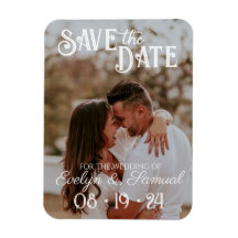 写真Save the Date Magnets with White文字