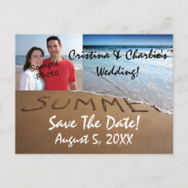 写真Save The Date Summerビーチ結婚式はがき 案内ポストカード
