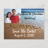 写真Save The Date Summerビーチ結婚式はがき 案内ポストカード (正面)