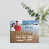 写真Save The Date Summerビーチ結婚式はがき 案内ポストカード (スタンド正面)