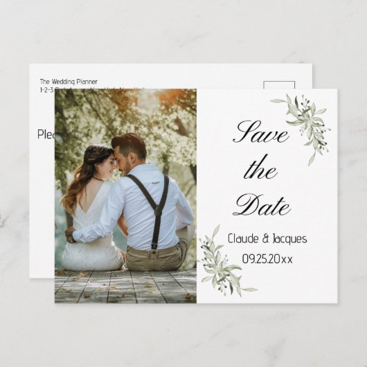 写真Simplistic Eucalyptus日付はがきを保存 ポストカード (正面/裏面)