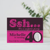 写真sshサプライズピンク40th誕生日招待状 招待状 (スタンド正面)