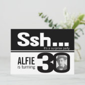 写真sshメンズ白黒30th誕生日招待状 招待状 (スタンド正面)