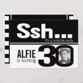 写真sshメンズ白黒30th誕生日招待状 招待状 (正面/裏面)