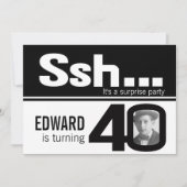 写真sshメンズ白黒40歳の誕生日招待状 招待状 (正面)