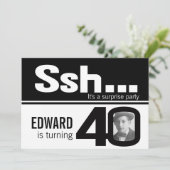 写真sshメンズ白黒40歳の誕生日招待状 招待状 (スタンド正面)