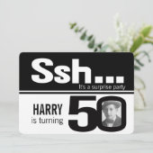 写真sshメンズ白黒50歳の誕生日招待状 招待状 (スタンド正面)