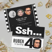 写真ssh男性白黒40th誕生日4写真 招待状