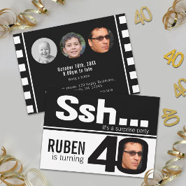 写真ssh男性白黒40th誕生日4写真 招待状