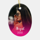 写真Sweet sixteenネオンの看板クリスマス セラミックオーナメント (裏面)