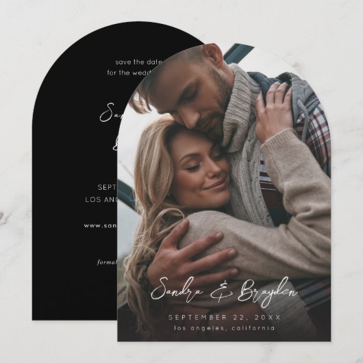 写真V モダン Chic 8 Save the Date Arch 招待状 (正面/裏面)